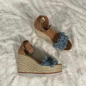 Y2K Steve Madden Denim Peep Toe Espadrilles
